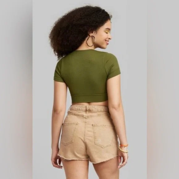 4/$25 NWT wild fable seamless olive green crop - Picture 3 of 6